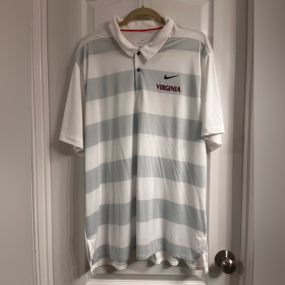 Nike Other - Nike Men's Dri Fit Polo‎ Shirt with White and Gray Stripes UVA XXL